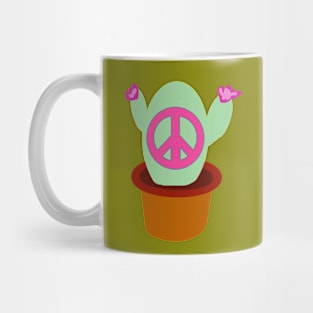 Bold and Bright Peace Sign Cactus Mug